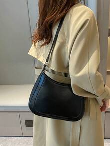 Women's Casual Chic Vintage Color Block Shoulder Bag For Everyday Use - Black - View 3