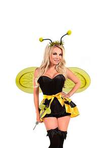 4PCS Cosplay Costume Set, Bee Wings + Bee Wand + Bee Headband + Fishnet Gloves - Suitable For Stage Show And Fairy Garden Parties, Girls And Ladies.Halloween - Multicolor - View 3