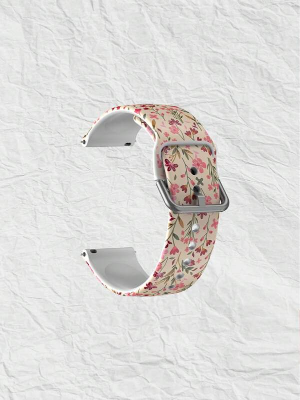 Cute Pink Flowers 20/22 Mm Universal Strap Compatible With Samsung, Huami, Garmin, Honor Smartwatches - Silicone Surface Strap Pattern Compatible With GT2/Gt3, Watch 3/Galaxy