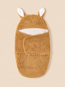 1pc Unisex Baby Double-Layer Sherpa Swaddle Blanket - Multicolor - View 9