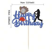 1pc Baseball Theme Cake Topper Sports Happy Birthday Baseball Player Cake Decoration For Baseball Sports Party Theme Decoration Supplies - Multicolor - View 2