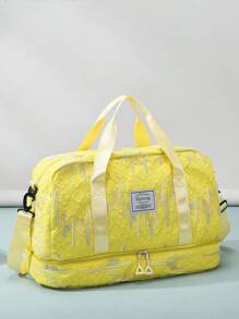 Bolsa feminina elegante e fofa com compartimento separado para sapatos, bolsa leve com várias camadas, bolsa de viagem com iluminação 3D rosa de grande capacidade, alça removível, separação para seco e molhado, adequada para academia, atividades ao ar livre, estudantes, maternidade, presente para melhor amiga, bolsa de viagem personalizada, bolsa de viagem masculina para viagens curtas, acessórios escolares, material escolar