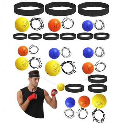 2024 新款拳击球套装，具有多个难度级别，头带反射球，健身器材，用于训练速度、准确性、综合格斗、专注力、拳击速度、格斗技巧、手眼协调能力