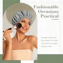 Cap For Women, Large Waterproof Shower Bonnet Washable Elastic Band Bath Hair Hat For Long Hair, Braids(Green) : Beauty & Personal Care