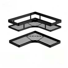 2pcs Corner Wall Shelves - Stainless Steel Material, Easy Installation Without Drilling, Excellent Load Capacity, Suitable For Hotel Bathroom, Home Bedroom, Kitchen And Pantry Storage, Household Essential Item