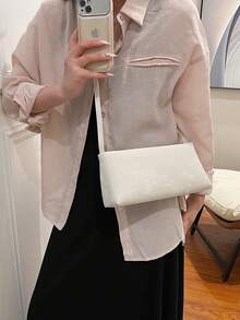 女士时尚简约百搭腋下包，时尚办公室通勤小方形单肩斜挎包 - 白色 - 查看 3