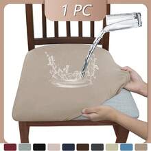 6 pièces Housse de siège de chaise universelle imperméable en soie de lait, housse de siège de chaise de couleur unie brossée et très élastique, housse de chaise douce et confortable, anti-poussière et anti-salissure, convenant aux chaises de salle à manger, aux bureaux et à la décoration de la maison, housses de chaises de salle à manger, ensemble de 4 housses de chaises de salle à manger