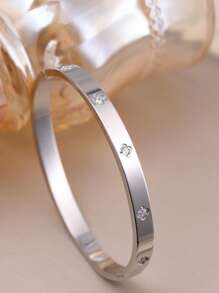 3pcs Fashion 18K Gold Plated Stainless Steel Four-Leaf Clover Nail Bracelet, Suitable For Women's Party, Daily Wear, European And American Style, Personalized, Generous, Luxury Cubic Zirconia Wristband, Wedding Jewelry Set, Gift For Girls, Women, Relatives, Friends, Beautiful Wedding, Birthday, Valentine's Day, Mom, Mother, Mother's Day, Gift