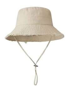 1pc Women's Drawstring Fur Edge Bucket Hat Soft Fabric Windproof Sunshade Outdoor Fashion Elegant Gift - Multicolor - View 14