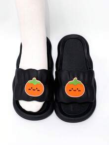 2025 Cartoon Orange Squeeze Slip-On Slippers For Women, Indoor/Outdoor Non-Slip Daily Casual Couples Slippers, Comfortable & Odor Resistant - Black - View 5