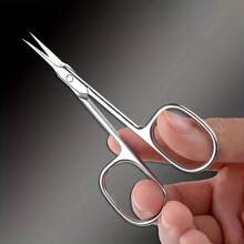 1pc Professional Stainless Steel Mini Scissors With Curved Sharp Blades And Comfortable Handle, Suitable For Home Nail And Callus Trimming