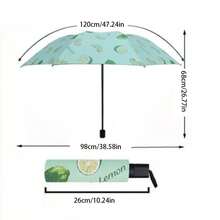 1pc Fruit Pattern Umbrella, Viral Dual-Use Umbrella, Black Coating UV Protection Folding Umbrella - Multicolor - View 10