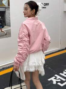 Nuova giacca leggera e confortevole da donna in stile ballerina, con fiocco e disegno a tinta unita, adatta per primavera/estate/autunno