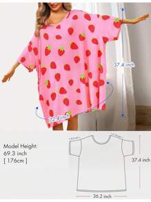 Camisón de talla grande para mujer, camiseta grande para dormir con vestido de manga corta, con bolsillo, tallas desde S hasta 5XL