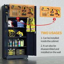 VCGGAIP Werkzeugschrank mit 2 Türen und 4 verstellbaren Regalen Aufbewahrungsschränke Garagenschränke abschliebbar Metallschrank für Büro Zuhause Garage Dunkerau - Dunkelgrau1 - Übersicht 6