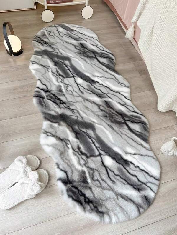 Faux Fur Asymmetrical Shaped Sofa Cushion, Fluffy Soft And Warm Bedroom Bedside Mat, Sofa Pad, Suitable For All Seasons