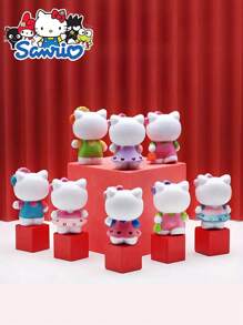 Sanrio 8pcs Sanrio Hello Kitty Cartoon Doll Set, Hello Kitty Cat Animation Peripheral Dolls, Cartoon Toy Dolls Cake Baking Decor, Automotive Model