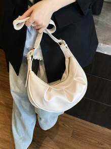 1buc geantă de mână în formă de nor cu volan pentru femei, geantă de mână cu umăr cu design nou la modă, geantă din piele PU, de culoare solidă, simplă, elegantă, ocazională, potrivită pentru întâlniri, cumpărături, versatilă