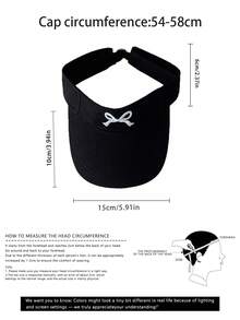 街头 1 件装女士夏季海滩太阳帽，甜美可爱蝴蝶结刺绣宽边帽，带开口遮阳，防晒情人节 - 彩色 - 查看 9