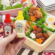 4pcs Mini Portable Salad Dressing Bottles - Durable PP Plastic Seasoning Containers, Suitable For Picnics, Camping And Dining Out (Ketchup, Honey Mustard, Soy Sauce, Oil)