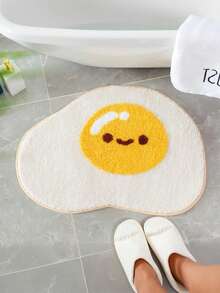 Plush Bathroom Mat In Egg Shape Cartoon Design - Soft, Non-Slip, Absorbent Polyester Material, Machine Washable - Multicolor - View 7