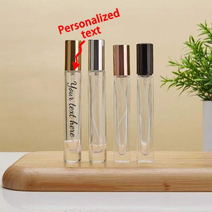 1pcPersonalized Name Customized Perfume Glass Bottle Empty Bottle With Lid Transparent Press Spray Bottle Perfume Portable Travel