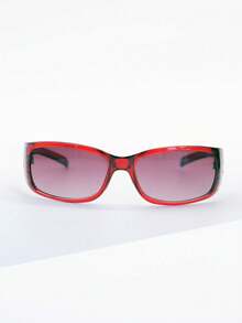 1pc Women's Y2K Floral Embossed Small Square Frame Fashion Eyewear, Suitable For Daily And Party Use For Summer Beach Vacation,Outdoor,Travel - Red - View 2