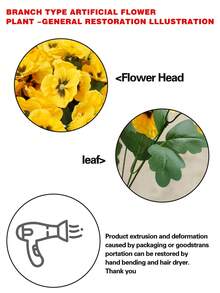 1 件/3 件，人造塑料花，三色堇雏菊，适用于家庭厨房、婚礼派对场景布置、花园餐桌中心装饰，室内外均可 - 彩色 - 查看 5