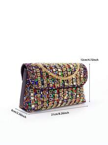 Glamorous Shiny Colorful Gemstone Evening Bag, Rhinestone Embellished Clutch Handbag Suitable For Weddings, Parties, Dinners, Valentine's Day Gifts