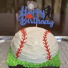 1pc Baseball Theme Cake Topper Sports Happy Birthday Baseball Player Cake Decoration For Baseball Sports Party Theme Decoration Supplies - Multicolor - View 3