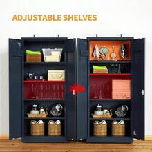 VCGGAIP Werkzeugschrank mit 2 Türen und 4 verstellbaren Regalen Aufbewahrungsschränke Garagenschränke abschliebbar Metallschrank für Büro Zuhause Garage Dunkerau - Dunkelgrau1 - Übersicht 3