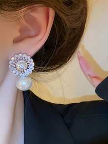 5 对优雅法式复古奢华仿珍珠、裂釉、风车、花卉、火焰装饰耳环套装