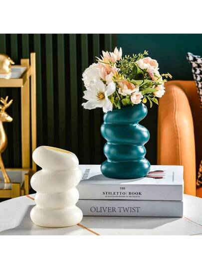 New Plastic Spiral Vase, Nordic Creative Flower Arrangement, Container Ornaments, Dry Wet Imitation Glaze, Melamine Pot Home Room Glass Vase view 2