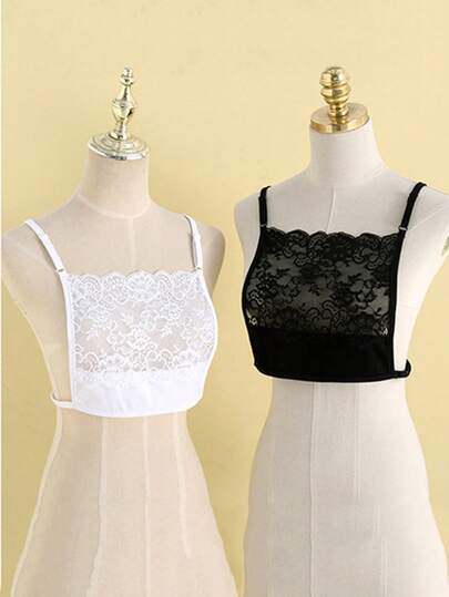 1件/2件装 女士胸部防走光蕾丝假领装饰衬衫，适合圣诞装饰连衣裙