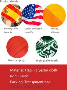 1 套多国旗帜自行车杆，山地自行车双面旗帜套装包括美国、意大利、西班牙国旗，适用于户外跑车比赛、马拉松、大型团体活动欢呼装饰，适合各种自行车型号
