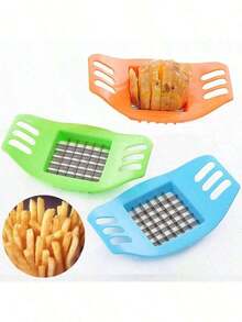1 件多功能塑料厨房切片机 - 易于使用的土豆和水果切片机，可快速准备炸薯条和沙拉，适用于家庭和餐厅，蔬菜切片机（颜色随机）