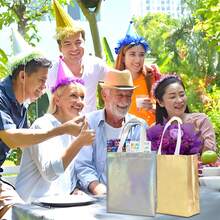 7.8 英寸 X 3.9 英寸 X 9.8 英寸可重复使用礼品袋，带手柄，适合生日、圣诞派对礼物，3/12 件 - 彩色 - 查看 5