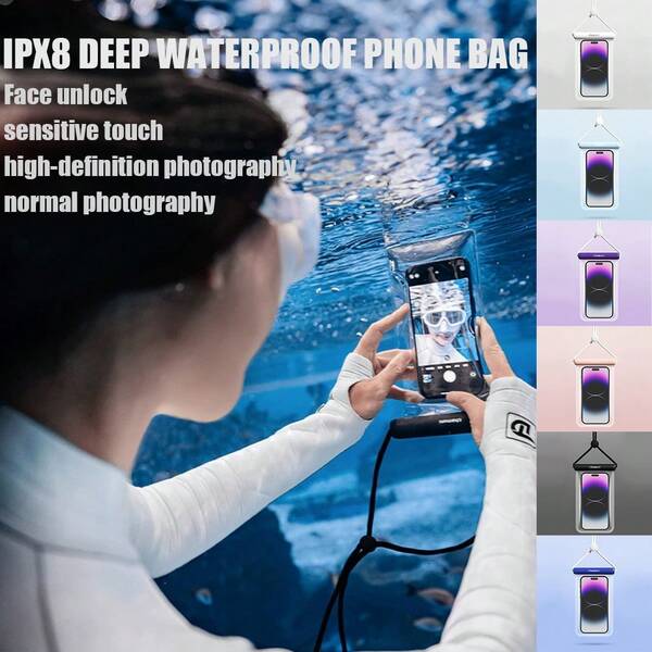 Waterproof Phone Pouch Crossbody Lanyard - Universal Touchscreen Swim/Dive Protective Case For Beach, Cruise Essentials - Unisex Tropical Swim Bag For Summer Vacation Beach + Cruise Essentials + Summer VacationIPX8 Certified