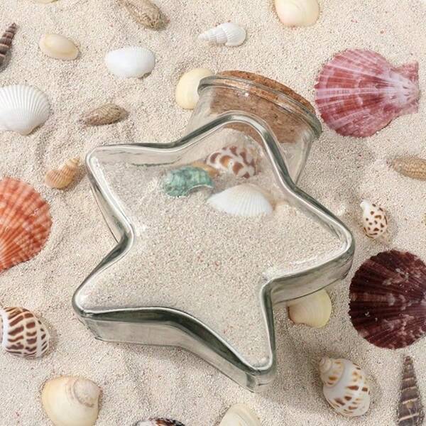 Glass Star Shaped Bottle With Cork Stopper - Suitable For Storage Or Gift - Parisian Charm