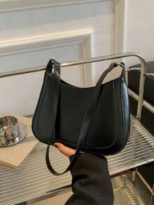Women's Casual Chic Vintage Color Block Shoulder Bag For Everyday Use - Black - View 6
