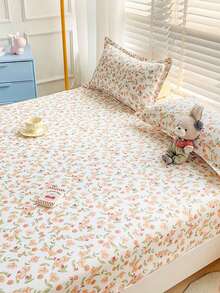 3PCS Skin-Friendly, Wear-Resistant, Fixed, Non-Slip, 360-Degree Wrapped Mattress Cover Printed Bed Skirt Newitory Student Bunk Bed Mattress Protector, No Fluorescent Agent, Can Be Slept Naked Skin-Friendly Sweat Absorption Moisture-Proof Soft Hand