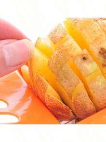 1 件多功能塑料厨房切片机 - 易于使用的土豆和水果切片机，可快速准备炸薯条和沙拉，适用于家庭和餐厅，蔬菜切片机（颜色随机）