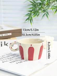 1pc Vintage Handpainted Striped Coffee Mug, Minimalist Aesthetic High-Quality Latte Mug, Office Tea Cup, Breakfast Milk Mug, Daily Water/Juice Cup, Microwave & Oven Friendly, Gift Idea