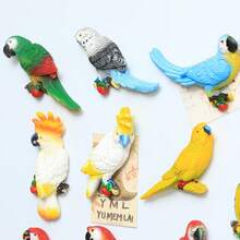 鹦鹉冰箱贴、逼真动物磁性贴纸、鸟类装饰、家居装饰、厨房装饰品、动物园礼品 - 彩色 - 查看 7