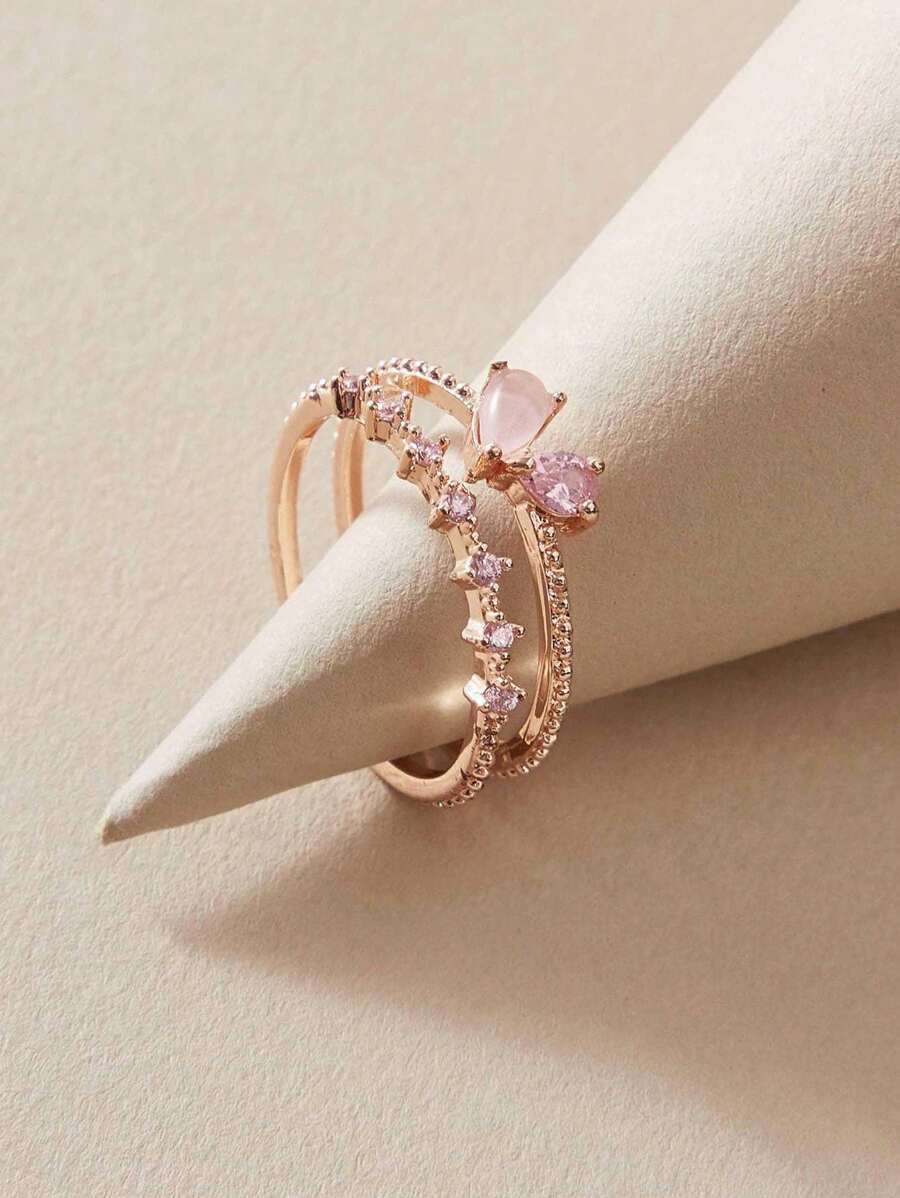 1pc Cat Eye Stone Heart Shaped Open Ring, Suitable For Daily Wear