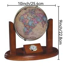 Replogle Executive 6″ Antique Desk Globes, Antique Marine Series World Desk Globe With Built-In Quartz Clock, Brass Plated Gyroscope Mount, Walnut Finish Wooden Base For Home, Office Decor And Gifts - 彩色 - 查看 6