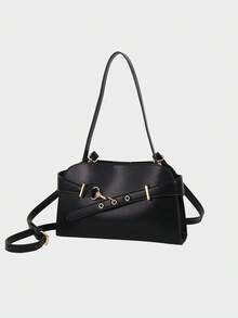 Dedoo SHECARRY 女士顶部手柄手提包皮革秋装夏装冬装学校旅行通勤工作潮流精致手提包大容量可调节装饰。 - 黑色 - 查看 1