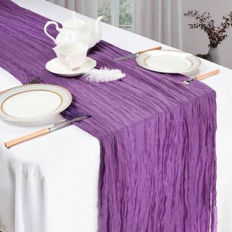 1 件米色奶酪布桌旗，波西米亚风平纹细布奶酪布桌布透明乡村风格，适合婚礼新娘婴儿洗礼生日或节日派对蛋糕桌装饰，浪漫宴会桌装饰桌旗