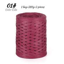 285g Raffia Yarn, Handmade DIY Knitting Bamboo Fiber Paper Yarn, Colored Bundling Ropes For Gift Box, Used For Making Summer Sun Hats, Slippers, Storage Baskets, Bags, Hanging Decorations And More. 1 Bag = 285g = 3 Pieces