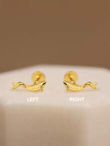 1 件 925 纯银锦鲤平背唇钉 | 微型耳钉 | 叠戴耳环 | 锦鲤耳环 | 925 纯银首饰 | 适合女性日常佩戴 | 按 1 件出售（不是 1 对） - 彩色 - 查看 4